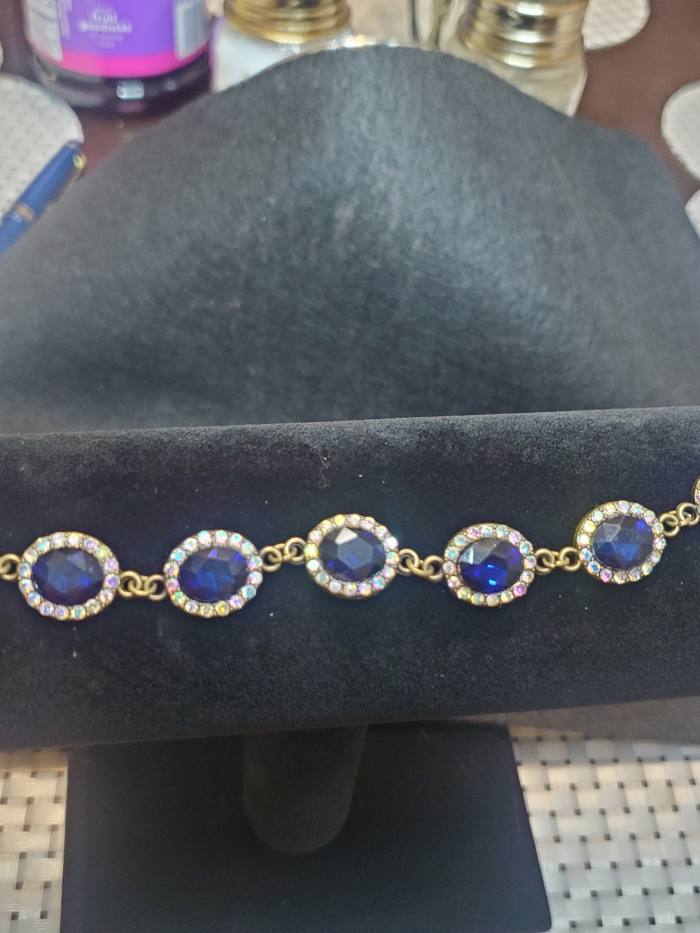 Blue Crystal Halo Bracelet - Women Jewelry